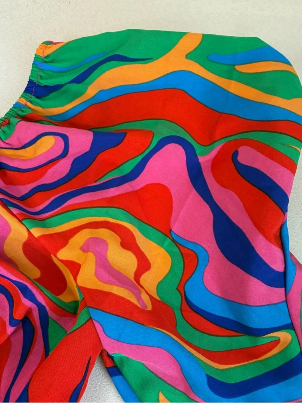 Colorful Festival Blouse Womens Large Butterfly Sleeve Pullover Flowy Artsy - Picture 5 of 9